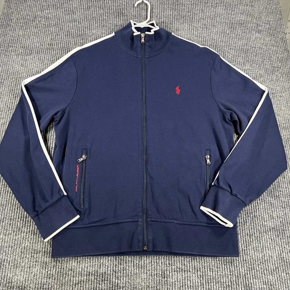 Polo Ralph Lauren Performance Jacket Sweatshirt Mens Large Blue Full Zip Mock